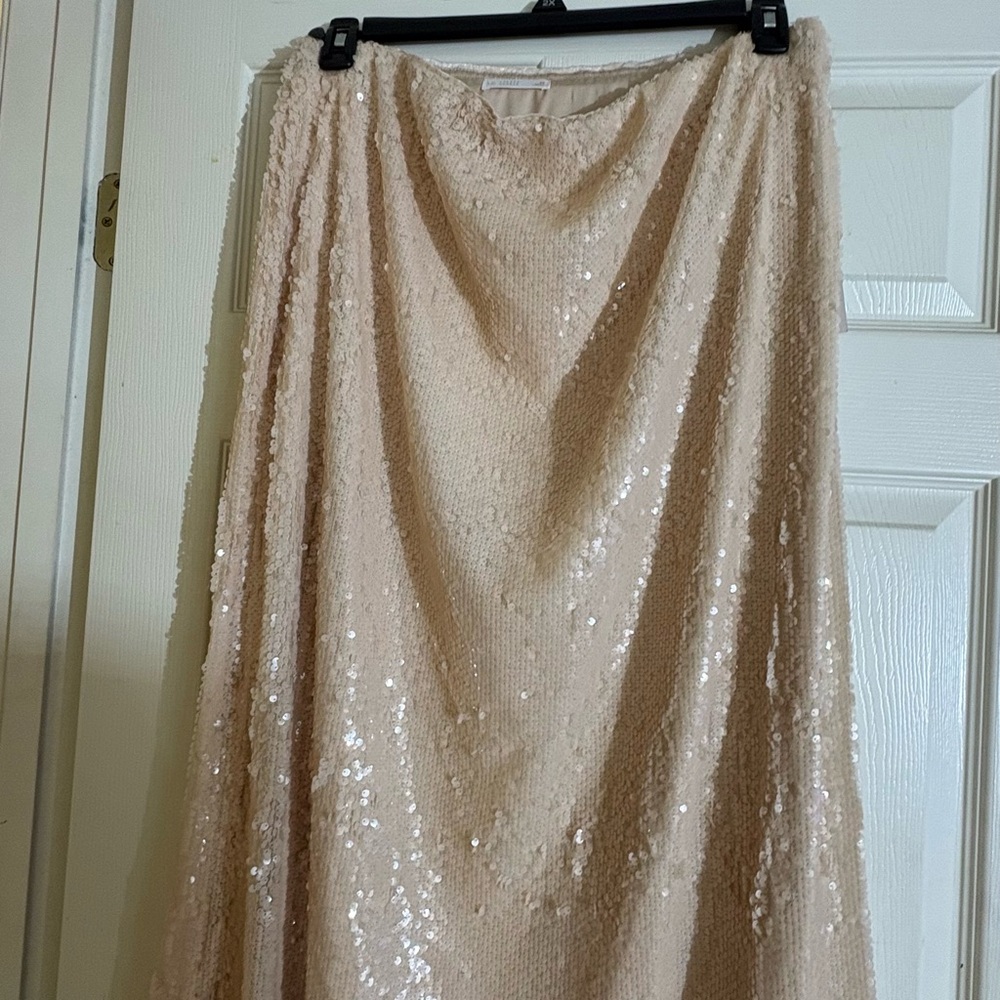 Sequin A-Line Skirt in Champagne